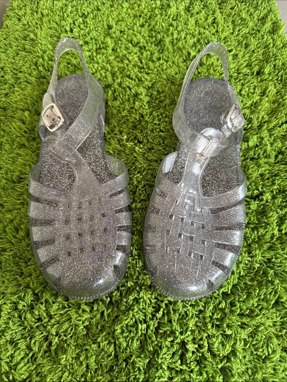 NWOT Clear Glitter Jelly Sandals - Sparkle Strappy Design